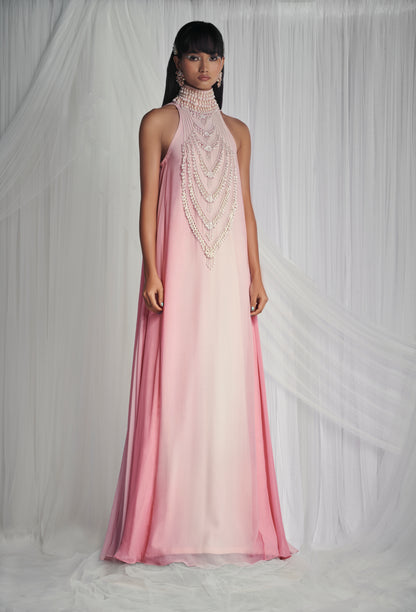 Rose Quartz Maxi Dress With Pearls