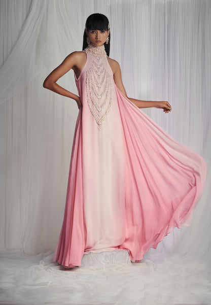 Rose Quartz Maxi Dress With Pearls