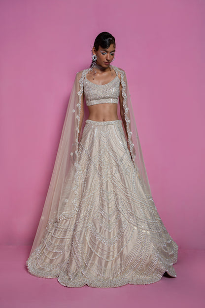 Champagne Queen of Pearl Lehenga Set