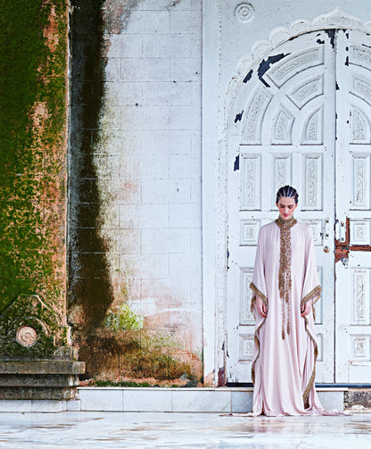 Beige Kaftan With Hand Twisted Wire Tassels