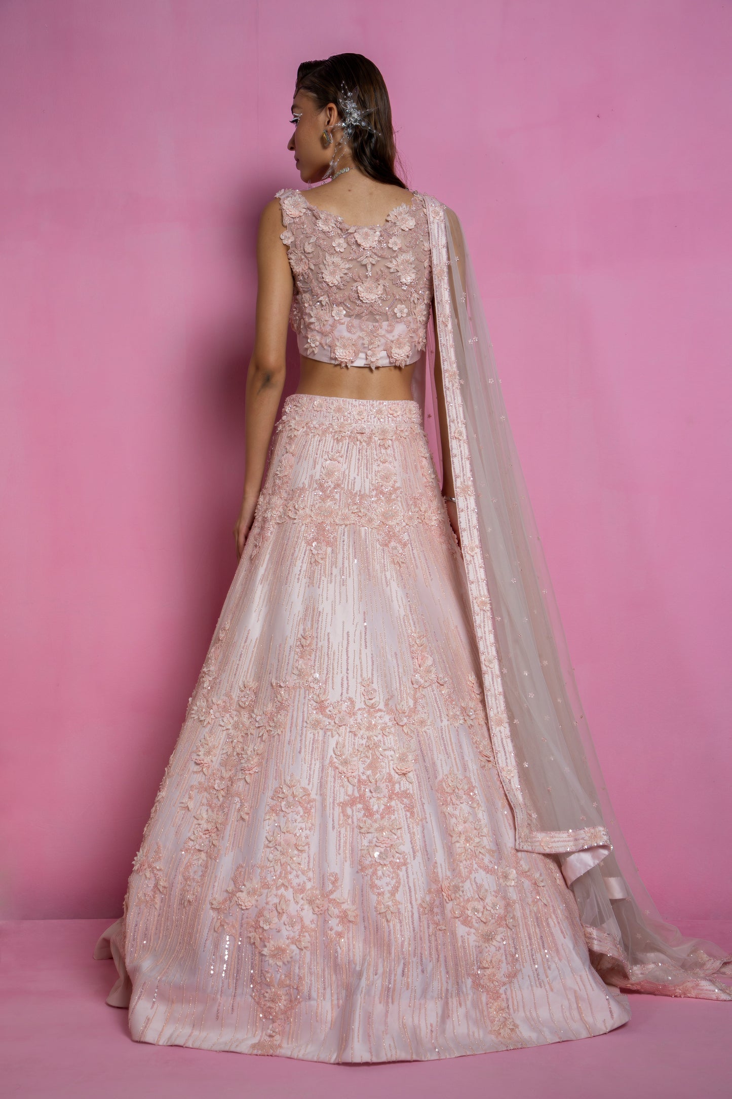 Powder Pink Embroidered Lehenga Set