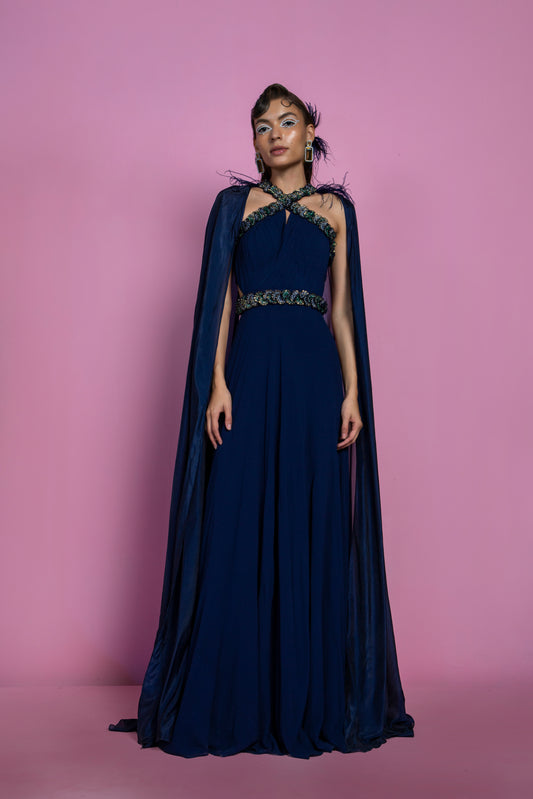 Blue Georgette Gown