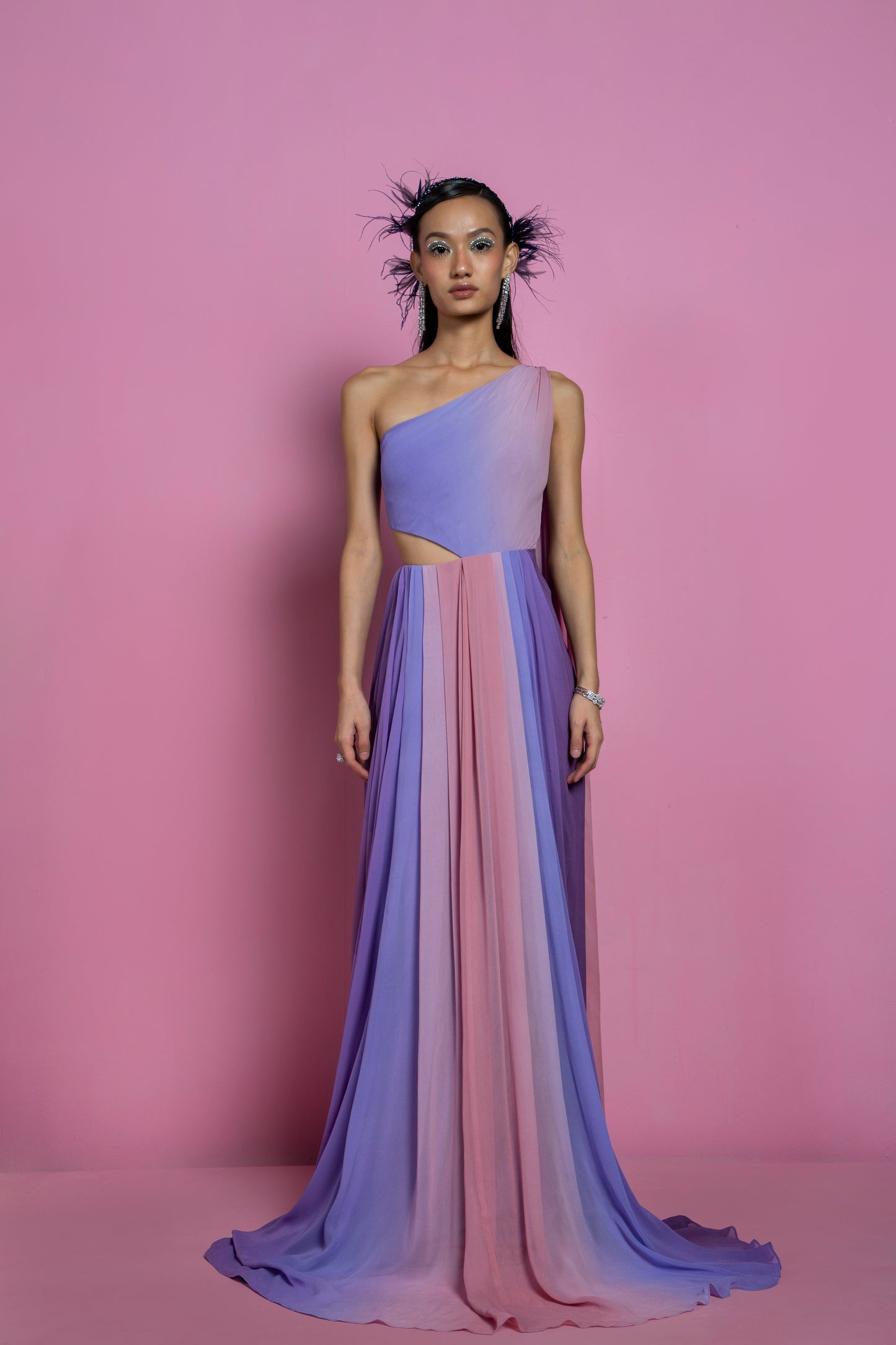 Pink & Lilac Georgette Gown