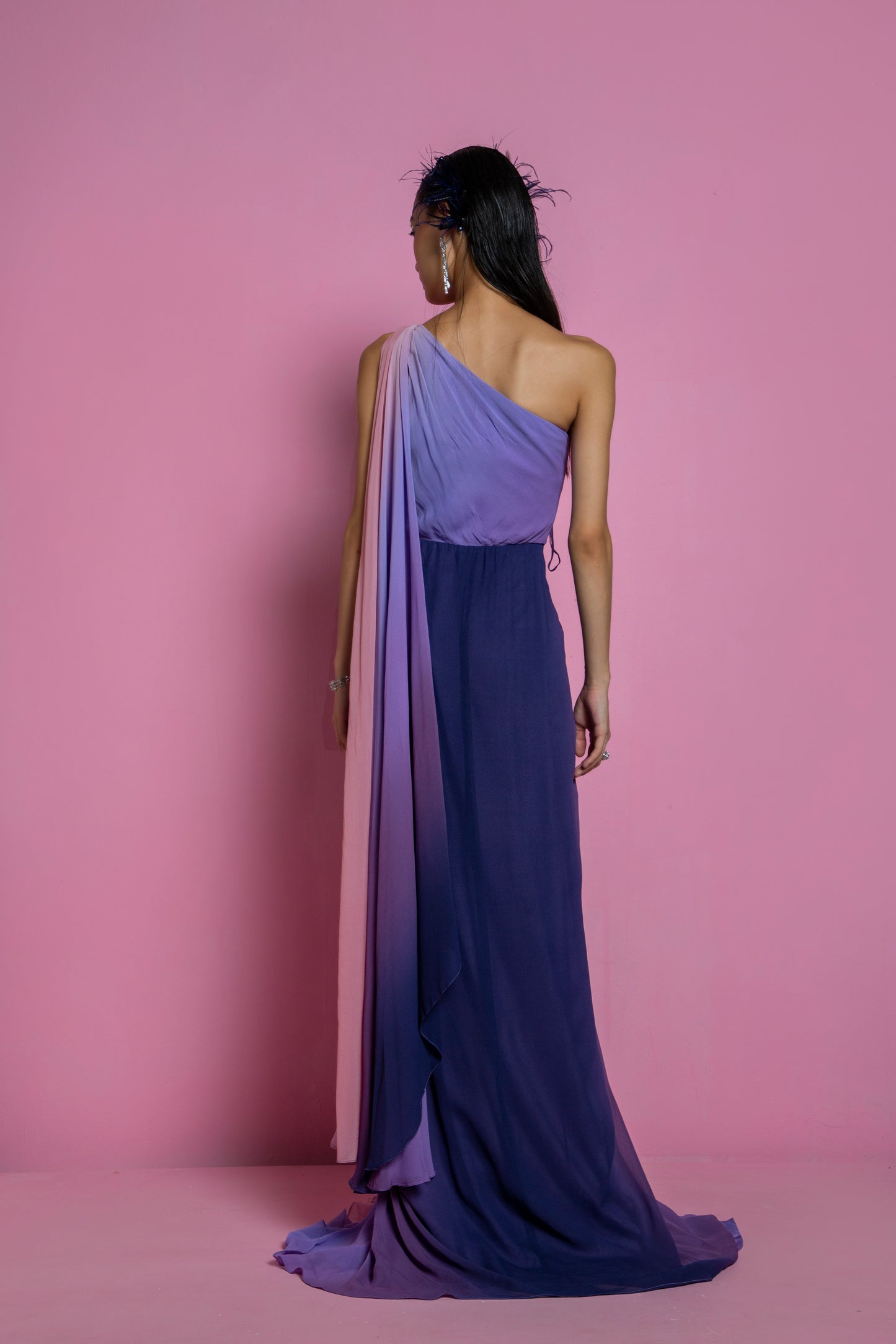 Pink & Lilac Georgette Shaded Gown